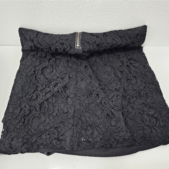 CLUB MONACO Witherbee Black Lace Crewneck Leather Trim Short Sleeve Mini Dress - Picture 12 of 16